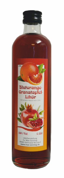 Blutorange-Granatapfel-Likör 24% Vol.
